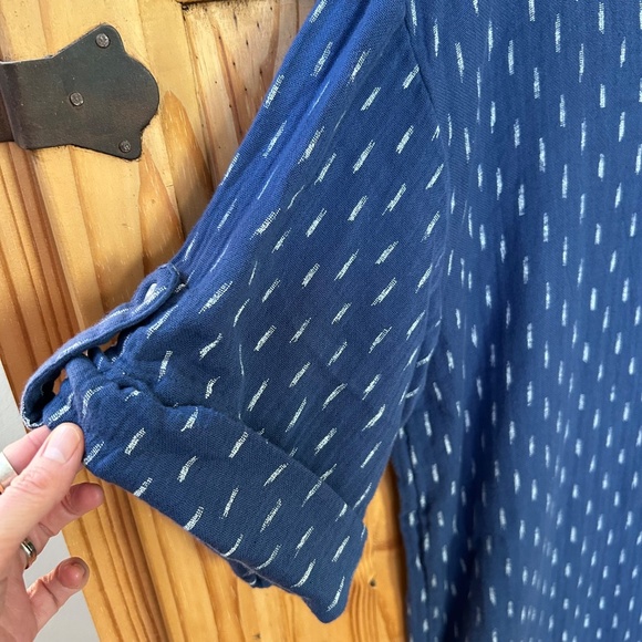 Faherty Atlantic Ave Dress V Neck Blue Shadow 100% Organic Cotton Size Large - Picture 4 of 8